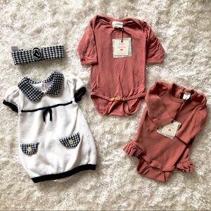 Boutique dress & NWT Kate Quinn onesies, 3-6 month